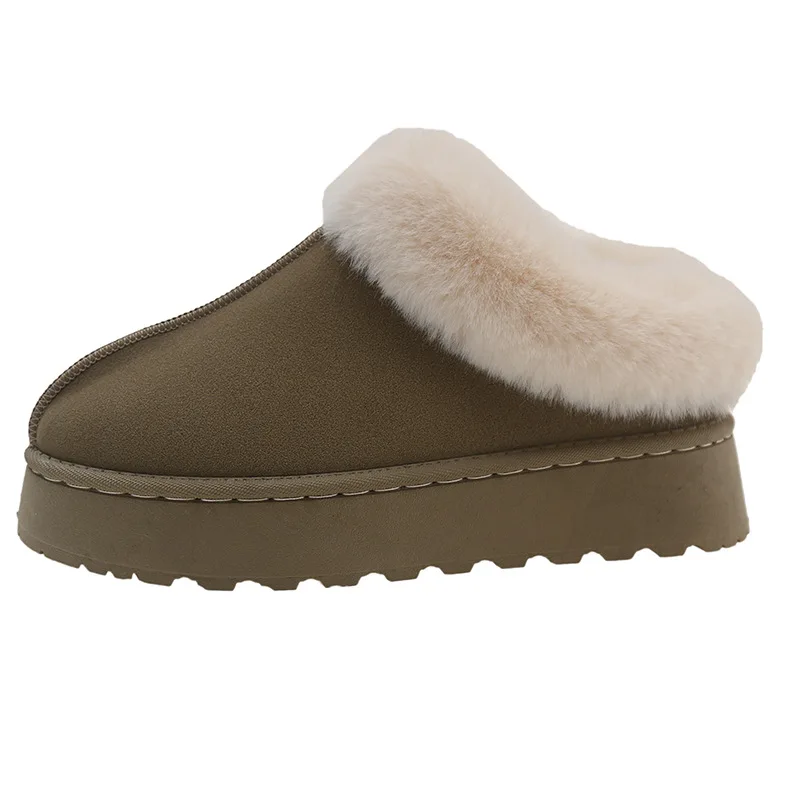 2024 осенние и зимние новые женские сапоги с толстой подошвой круглым носком утолщенной плюшевой подкладкой внутри