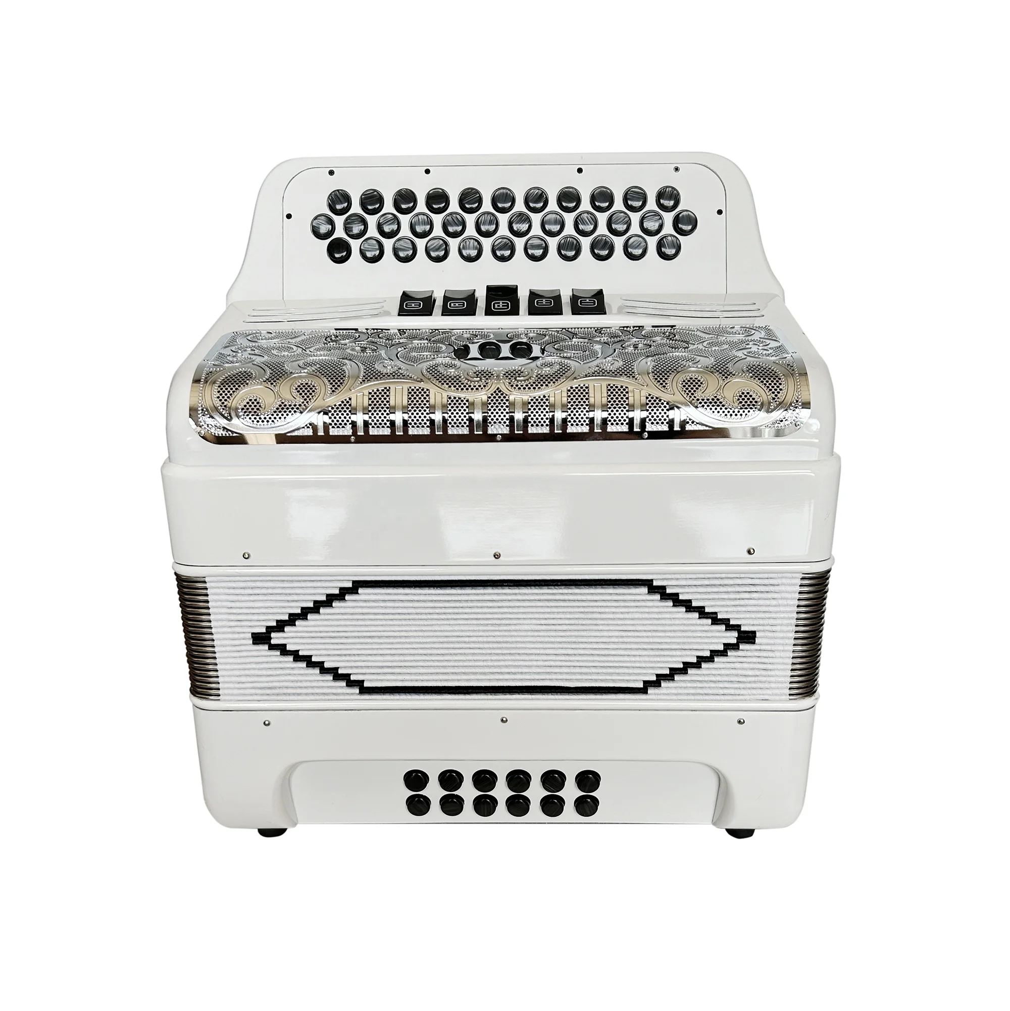 SEASOUND OEM 34 Buttons 12 Bass 5 Registers Bright White Accordion Silver Grill White Buttons Accordions Acordeon JB3412D