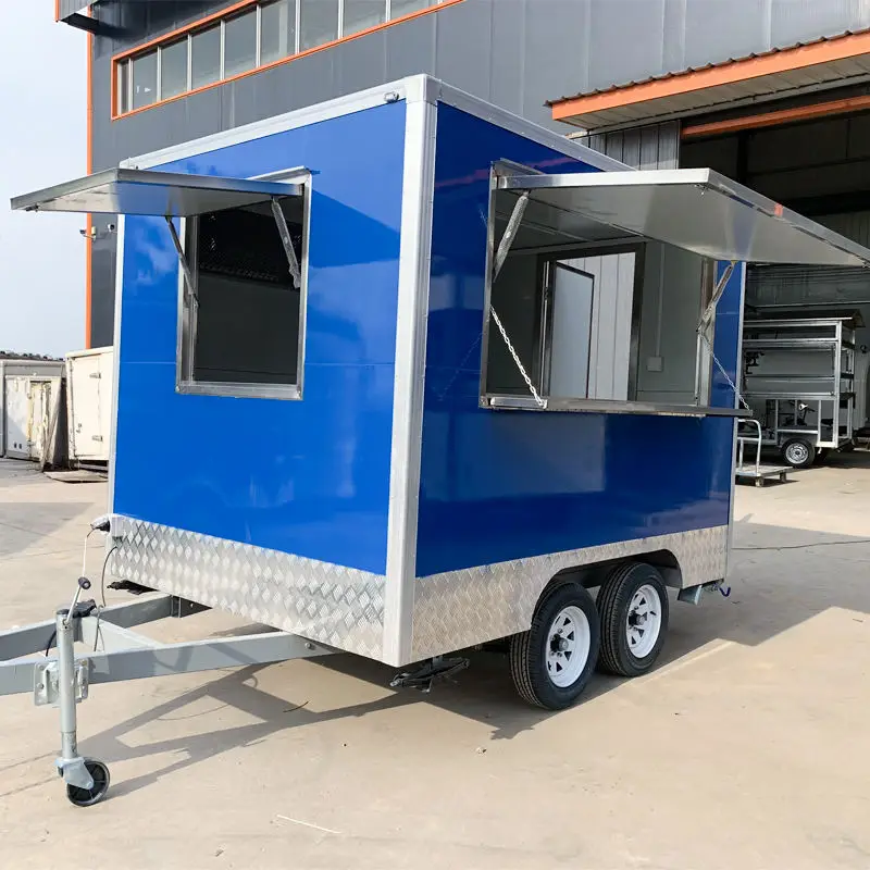 16ft American Mobile Coffee Cart Refrigerated Food Trailer Fully Kitchen Equipped Customized Street Van Bakery Kiosk Food Truck