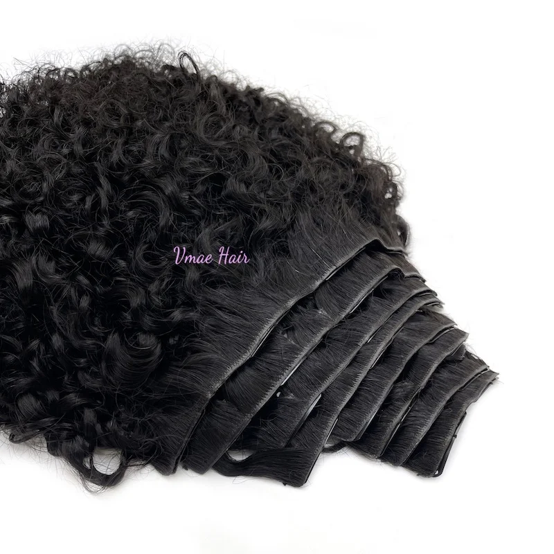 VMAE Raw Virgin Invisible Seamless Clip-In Hair Extensions Custom Afro Kinky Curly for Salon Quality Human Hair Clip in Clipins