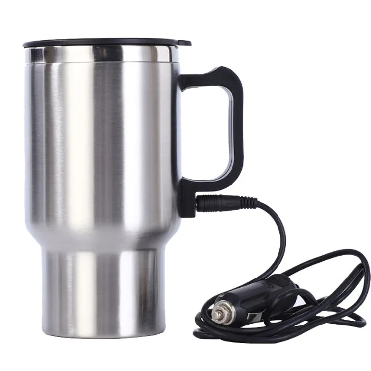 Custom Logo 12V Electric Heat Transfer Thermel Car Mug Cup Travel 400Ml Stainless Steel Vacuum Car Heating Cup