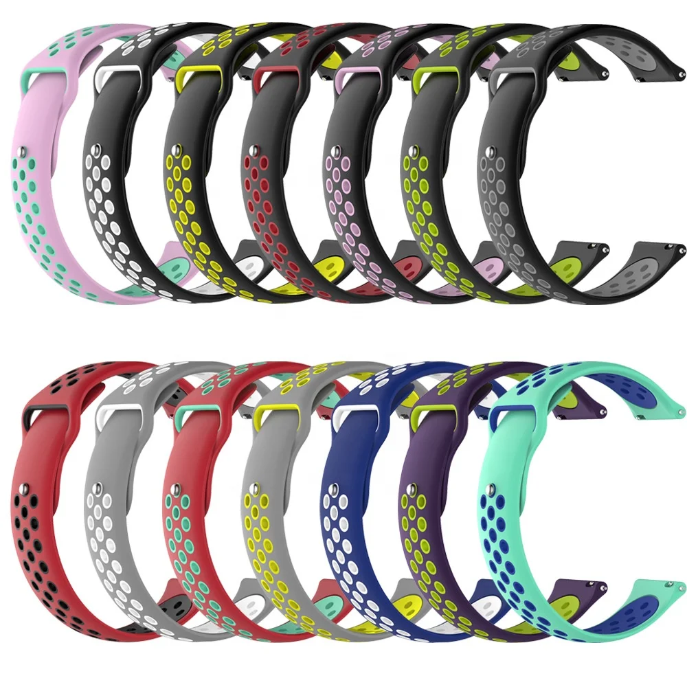 22mm 20mm Silicone Sport Band Strap for Samsung Galaxy Watch 46mm 42mm Smart Bracelet Wristband BANDS Dual Colors Watchband