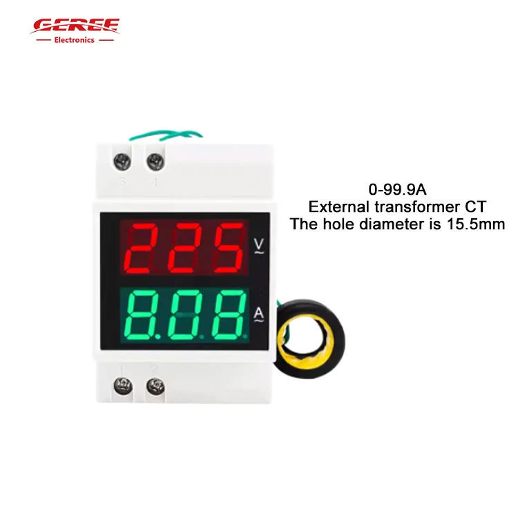 D52-2042 AC Voltage Ammeter Digital and Dual display AC110V 220V 380V Household Multimeter for Three-phase Din Rail Voltmeter