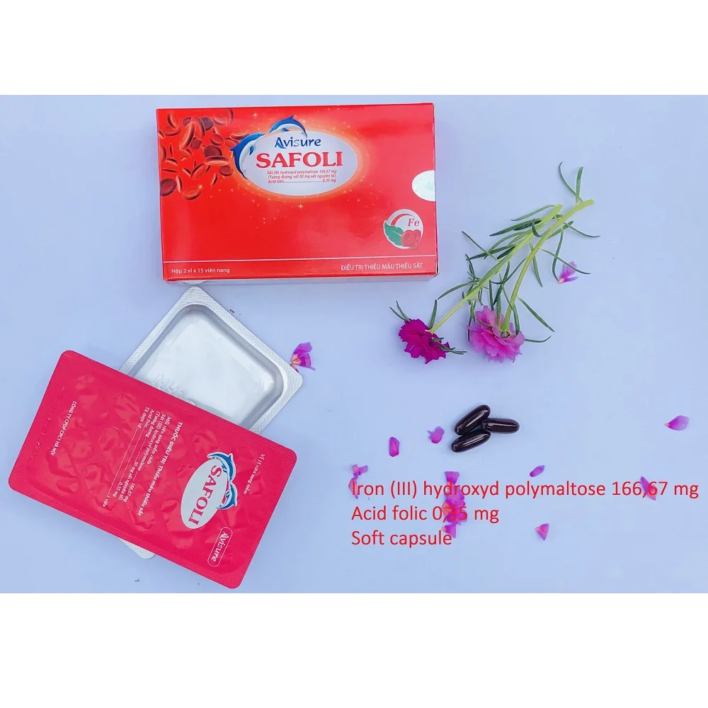 
Soft capsule Organic Ferrous Complex plus Folic Acid for Pregnancy and Children Iron III hydroxyde polymaltose Health supplement 