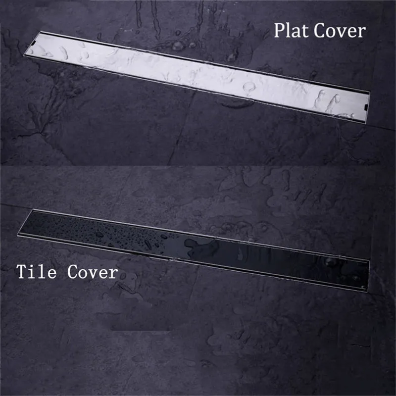 Strip Floor Drain 304 Stainless Steel Odor-resistant With Tile Insert Grate Invisible Shower Drain Brushed Nickel