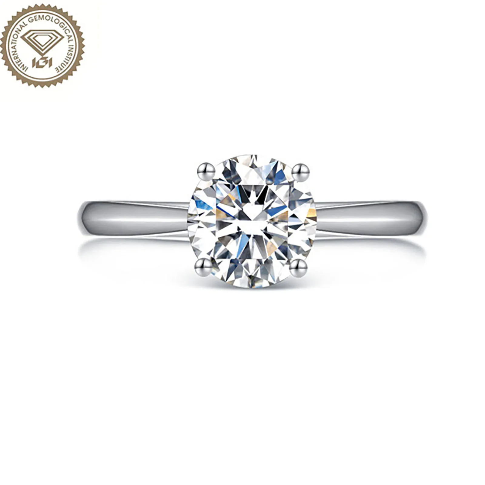 IGI Certified Lab Grown Diamond Engagement Ring 1 Ct - 5 Ct  | 14K Or 18K White, FG-VS1-VVS2 Quality