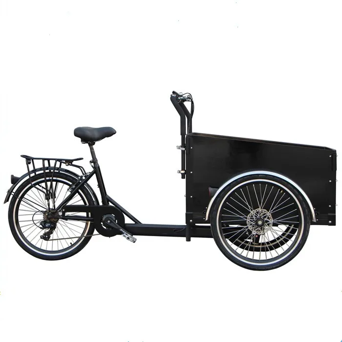 Black Color Dutch Cargo Bike 250W Electric Cargo Tricycle