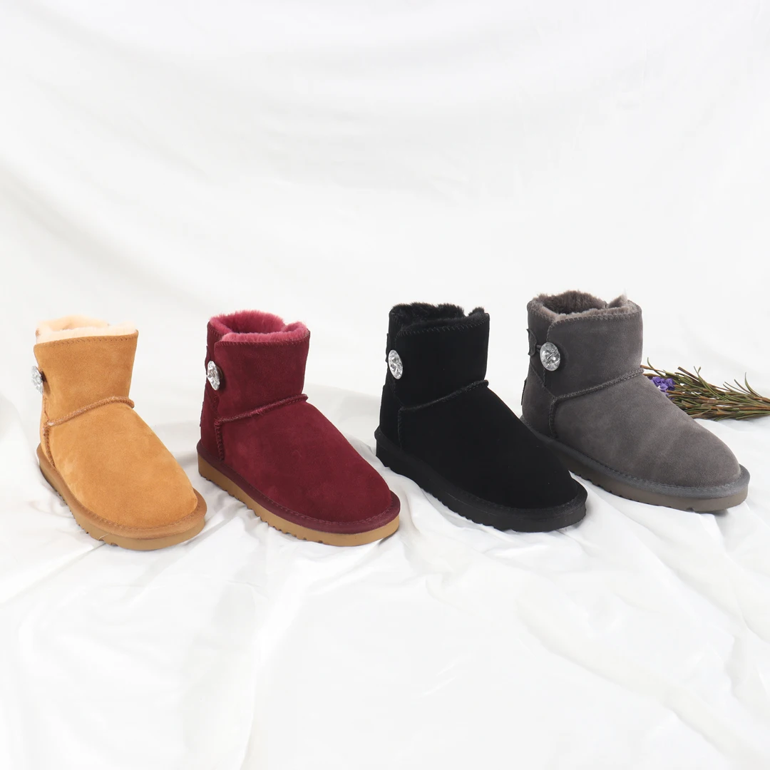 Waterproof Cow Suede Snow Boots Lady Winter Shoes