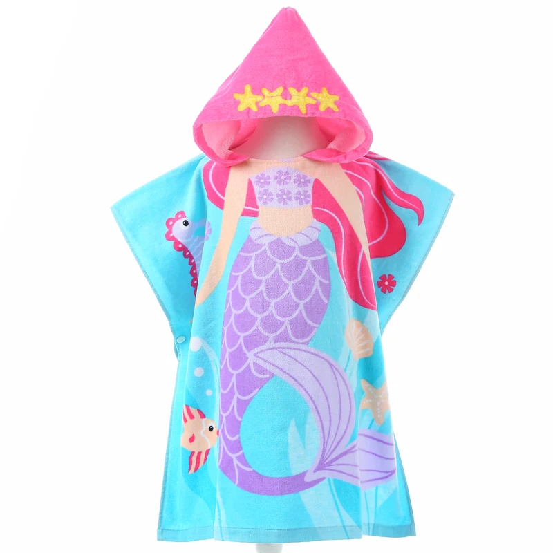 Hot sale kids hooded beach towel poncho for promotion gifts