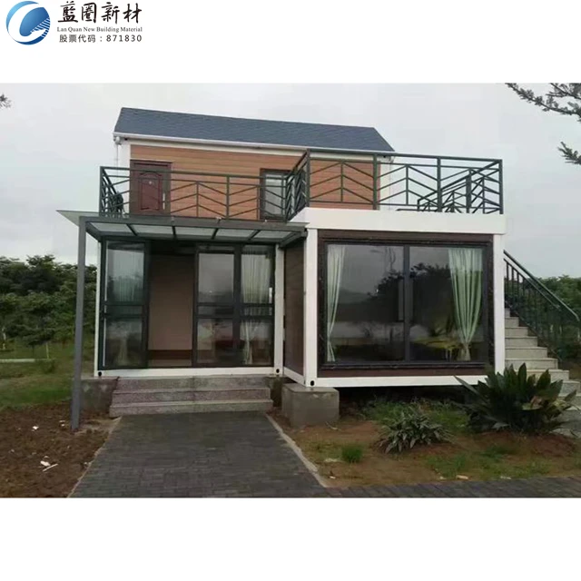 Low cost container house with two bedroom prefab house container wood houses office building independent villa