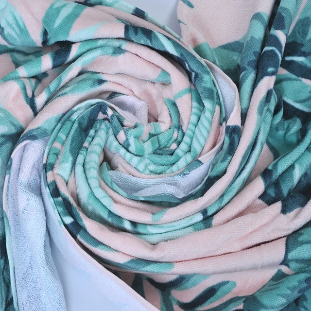 Thickened extra large terry Class A cartoon Banana leaf 160*80cm 300GSM beach ice towel with pockets
