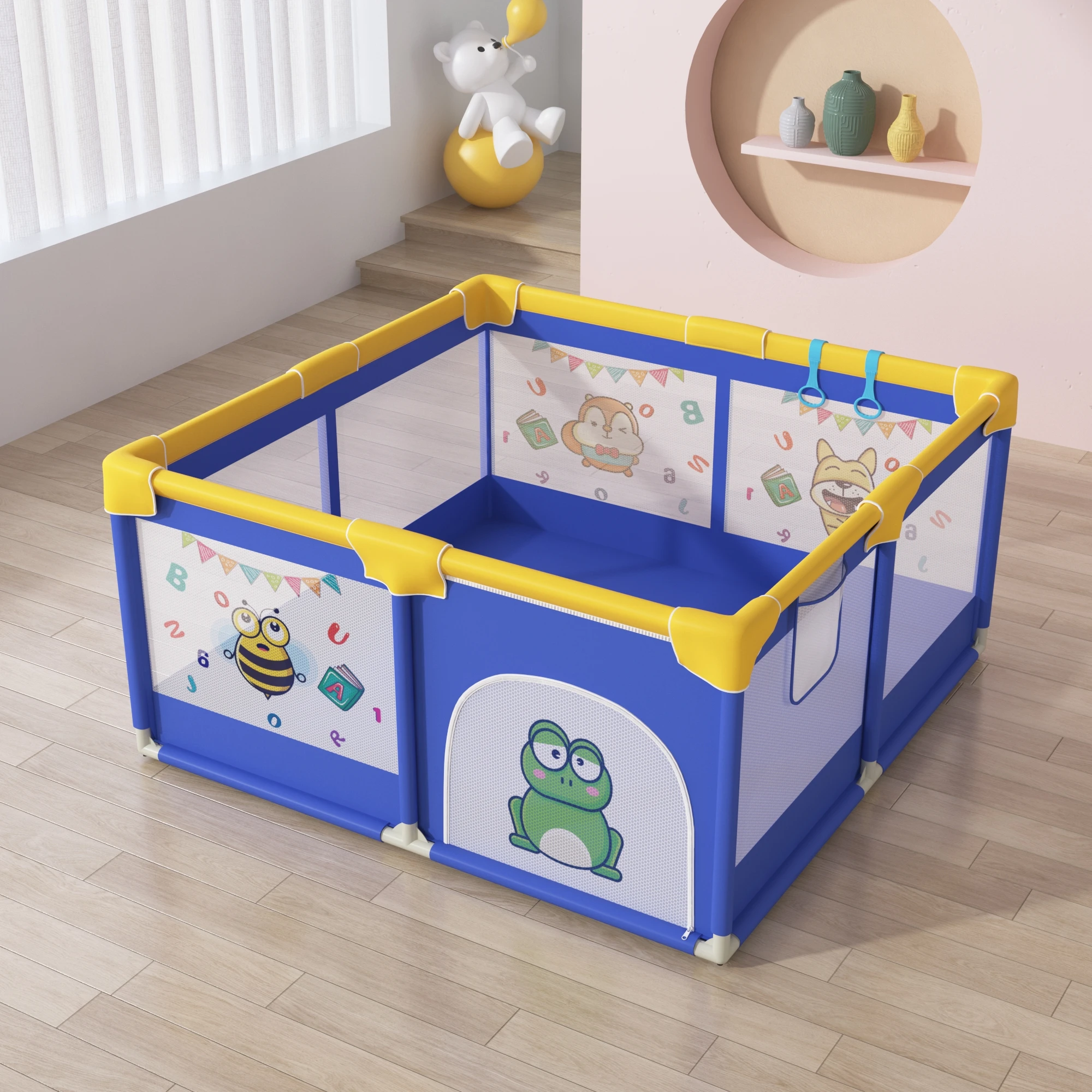 Cartoon Toy Style Fabric Baby Playpens Removable Folding Game Park Fence