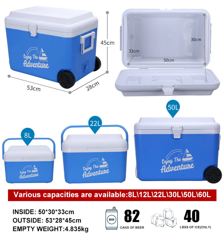 Customized Big Size Insulated Plastic Tuna Ice Cooler Foam Box Styrofoam With Straw