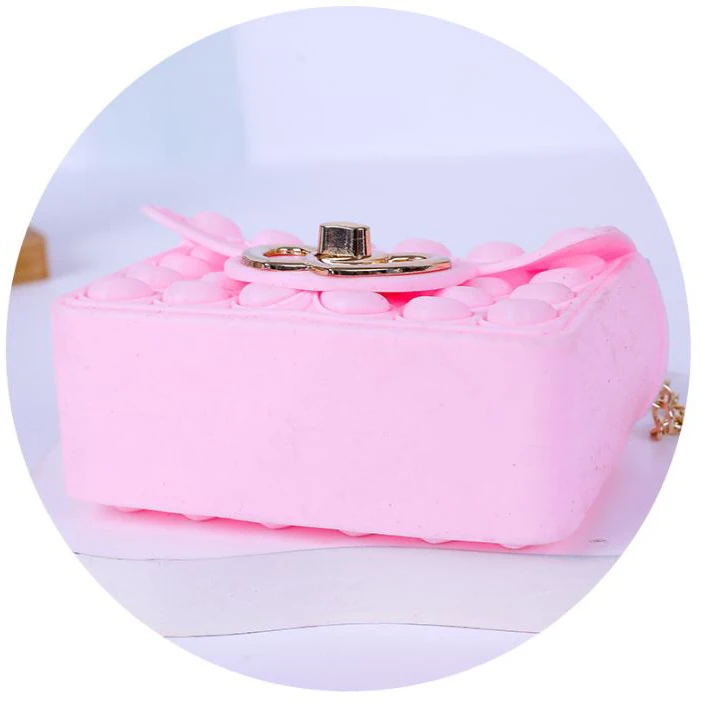 Hot Selling Child Crossbody Pearl Handbag Sling Purse Silicone Love Button Bubble Pop Jelly Bag Fifget Pop Itting Toys for Kids