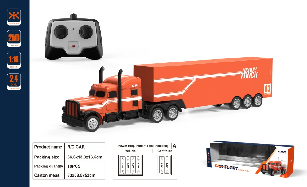 1/16 Remote control car rc truck trailer toy transport vehicle play set boys toy car