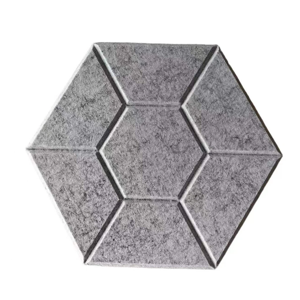 Moisture-Proof Polyester Fiber Eco-Friendly Efficient Sound Absorbing Board Hexagon For Recording Studio
