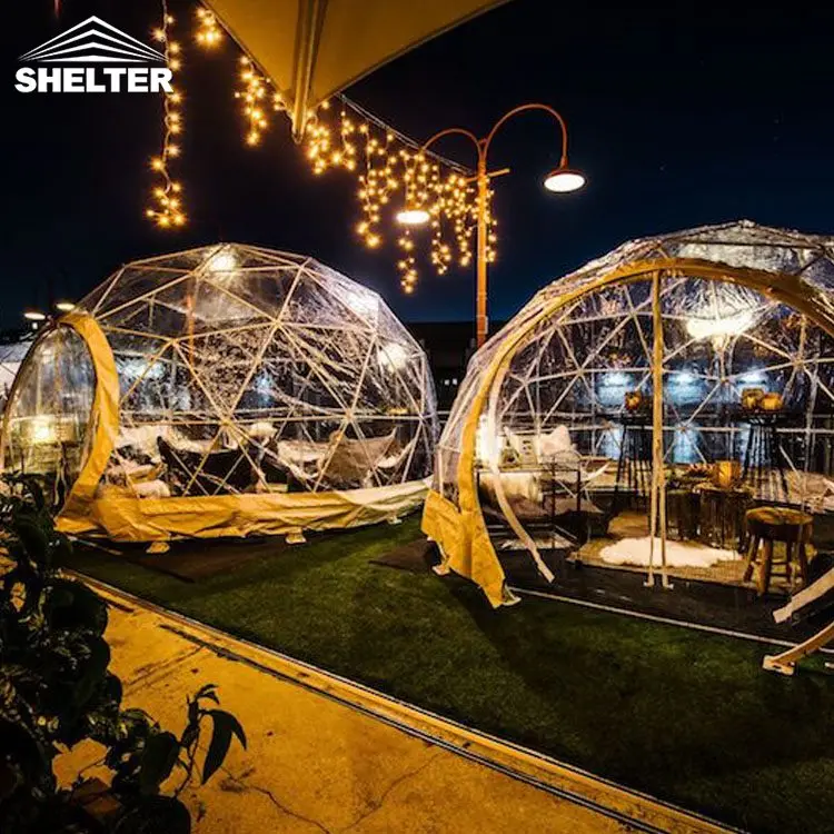 4m Luxury Eco Hotel Decoration Prefab Transparent Geodesic Waterproof Round Dome Tent House Glamping Tent For Sale