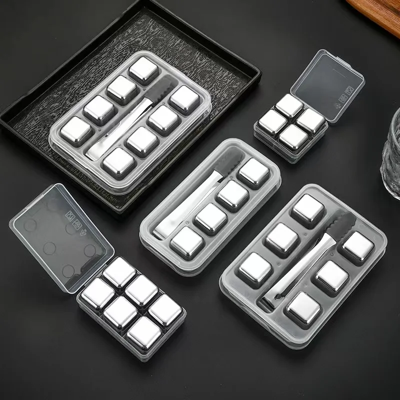 Hot Sale ice stones 9 Whiskey ice cube stainless steel stone Whiskey set whiskey glasses Vodka Tequila glass decanter