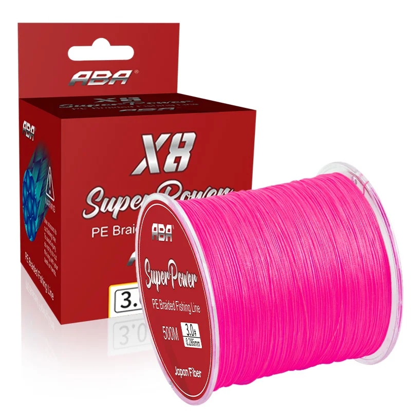 ABA lake fishing 500m 8 strands braided color coated fishing line pe line