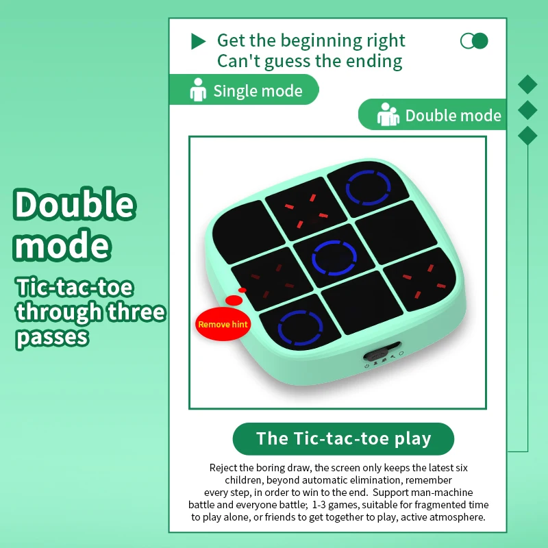 Electronic 2-in-1 Handheld Puzzle Game Smart Tic Tac Toe Game Toys