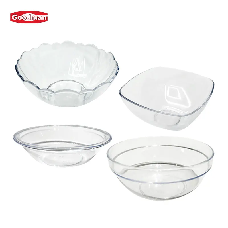 Multifunctional Transparent Acrylic Catering Restaurant Buffet Polycarbonate Plastic Mixing Salad Serving Bowl