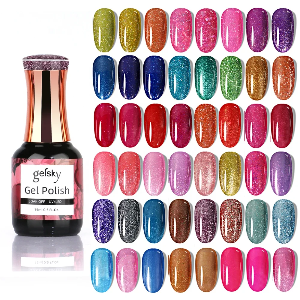 Gelsky Gel Polish Supplier Glitter Gel Polish Set Gel Nail Polish Kit