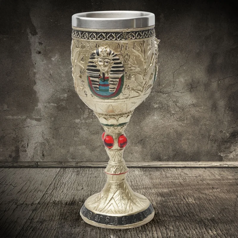 3D Stereoscopic Medieval Skull Wine Glass Resin Stainless Steel Liner Retro Beer Red Wine Glass Whisky