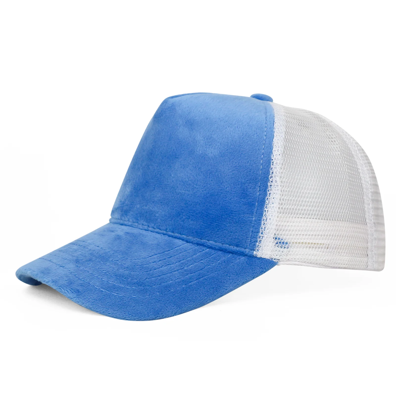 HN05 Wholesale vone luxury quality blank velvet customs mesh dutch velour trucker hat 5 panel custom embroidery cap