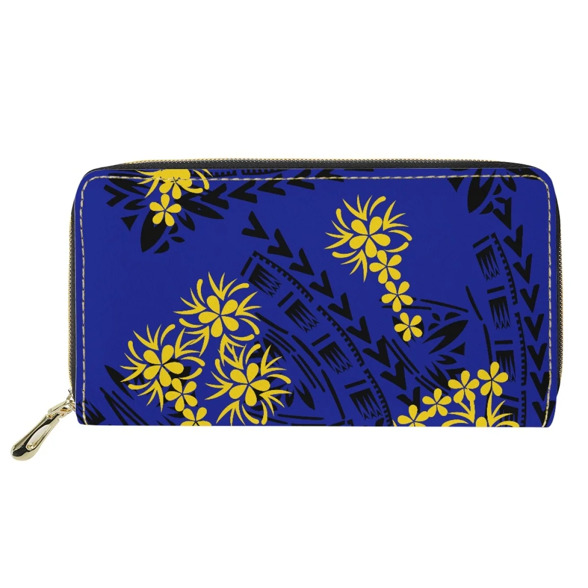 Polynesian Tribal Samoa Tropical Plumeria Print Ladies Custom Pattern Zipper Wallet Woman Ladies Leather Wallet And Purses 2023