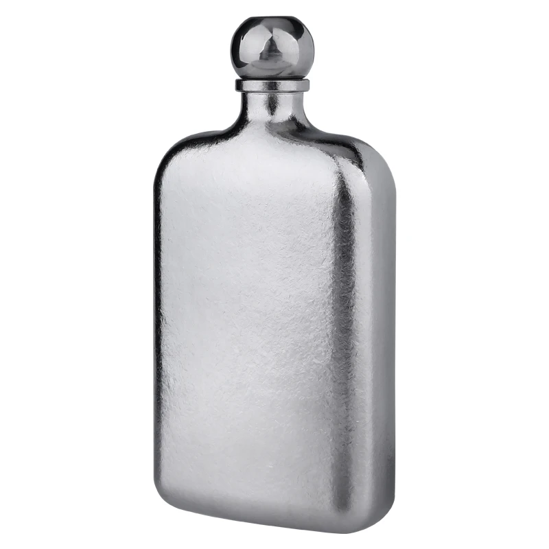Hip Flask for Liquor 8 Ounce Stainless Steel Black Matte Black Hinge Leakproof with Funnel in Black Box for Men and Women