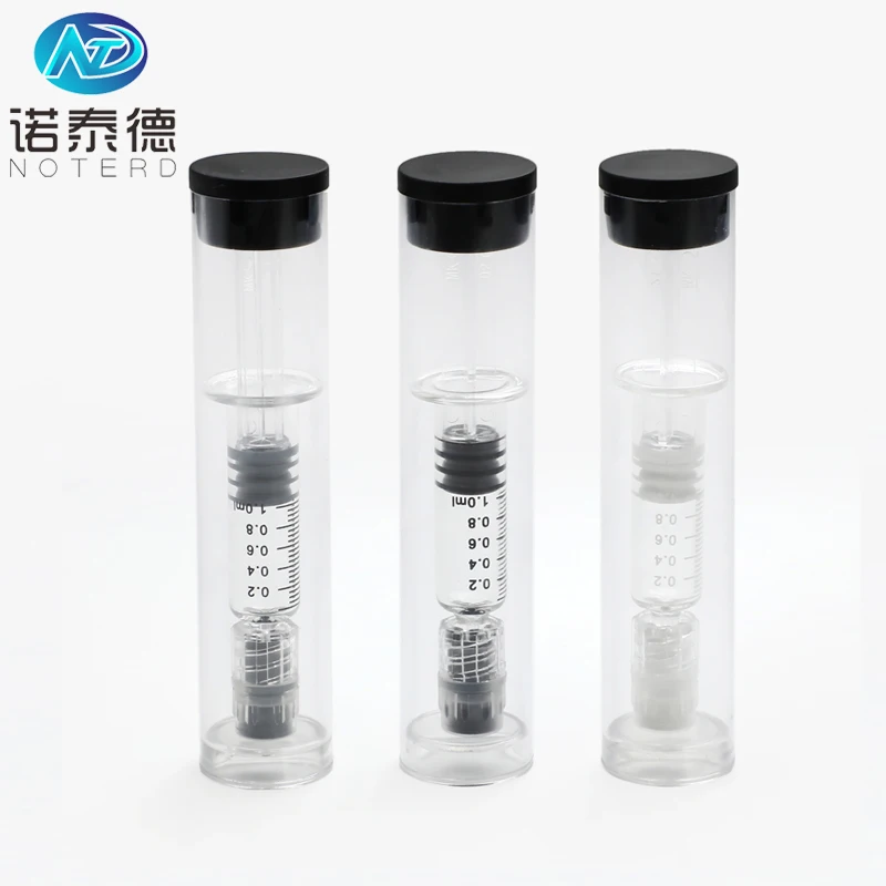 High quality distillate syringe 1 ml glass prefilled syringes with luer lock
