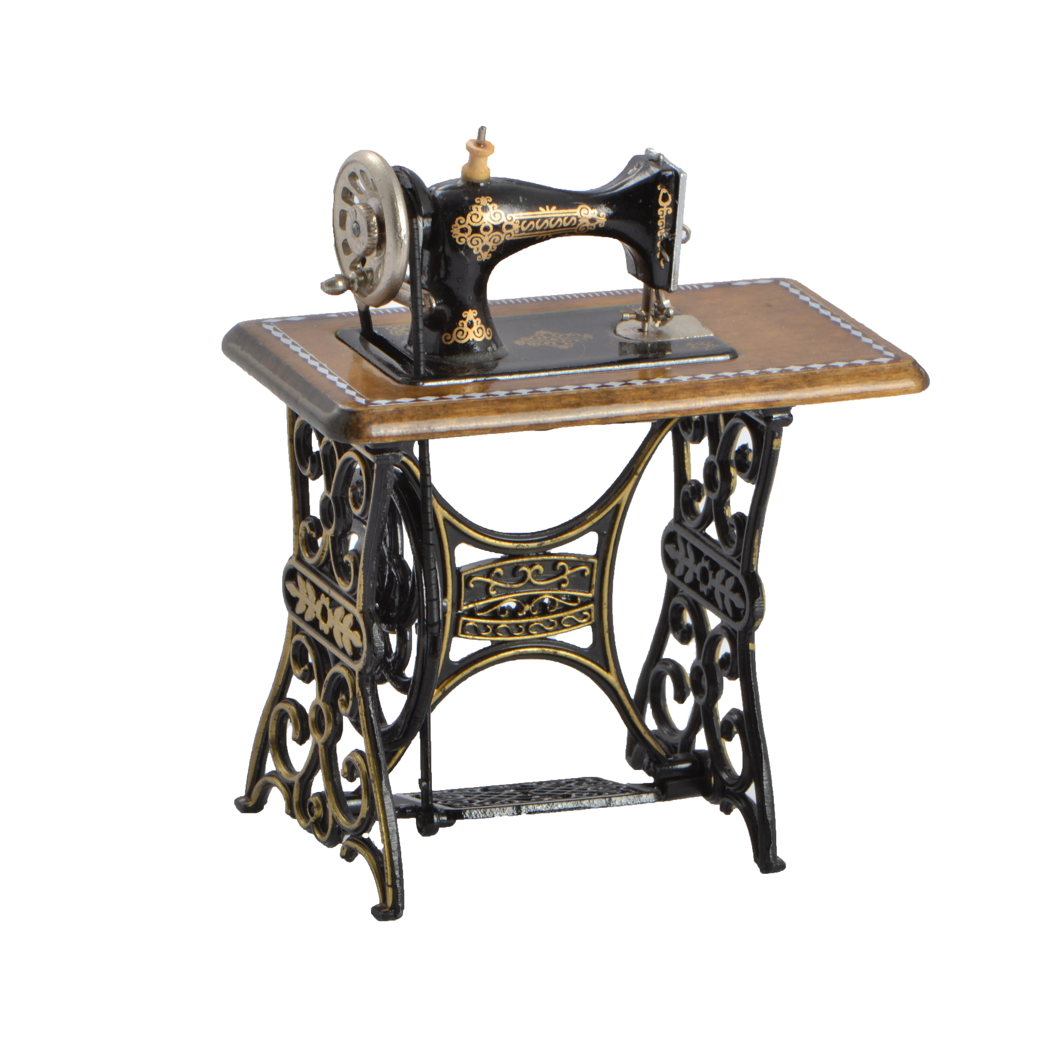 Vintage Doll house sewing machine 1:12 scale Miniature furniture mini Accessories Micro scene Wood Metal Old fashion style