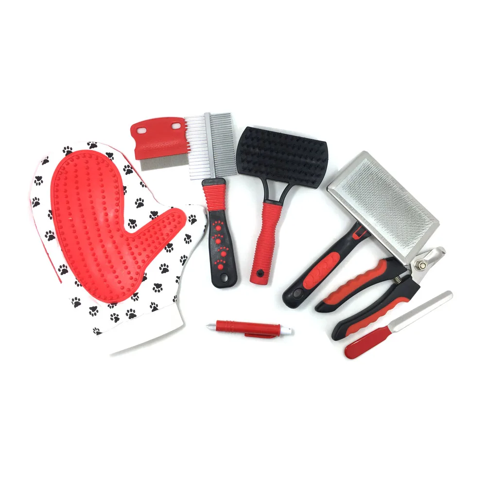 7 in 1 Professional Pet Grooming Kit Care Box Nail Trimming with File,Slicker Brush,Deshedding Tool,Comb,Undercoat Rake