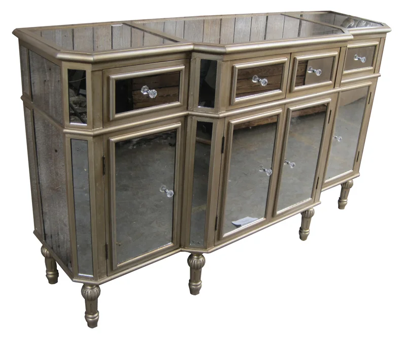 
Custom Mirrored Furniture Diamond Bedroom Furniture Mirror Chester Drawer Metal Sideboard Storage Cabinet 