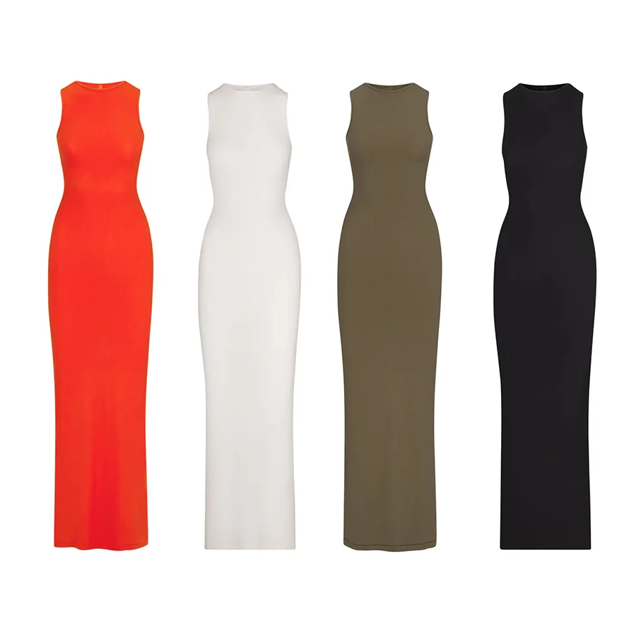 Женское Повседневное платье на заказ, мягкое облегающее длинное женское платье без рукавов