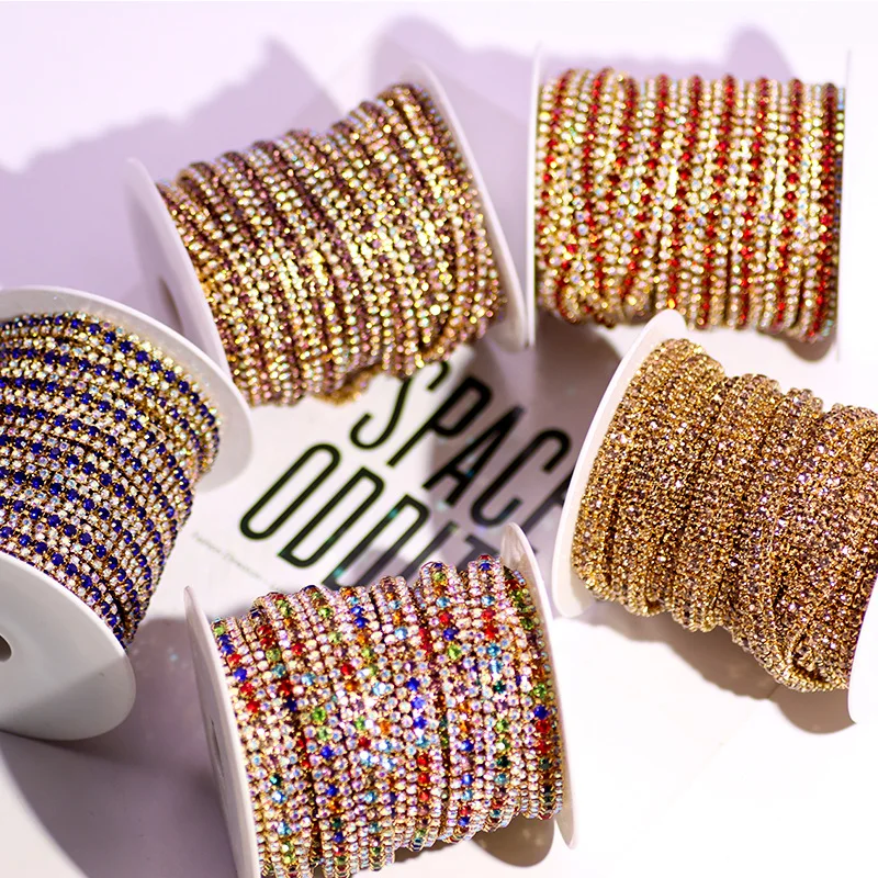 SC Hot Sale Diamond Sewing Trim Applique Crystal Rhinestone Cup Chain For Garment Accessories Elegant Crystal Rhinestone Chain