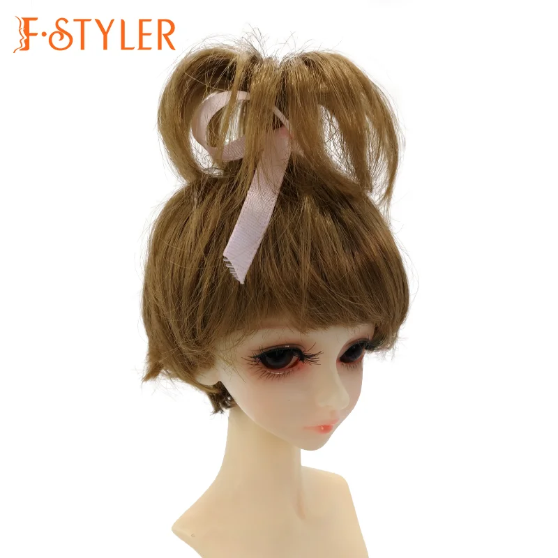 FSTYLER Synthetic Mohair Straight Updo Mini  Bjd 18 Inch Custom Wholesale Bulk Sale Doll Accessories for BJD Doll Hair Wig
