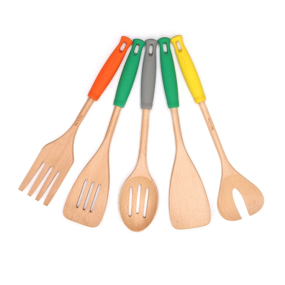 Wholesale 5PCS Home Versatile Accessories Chef Cookware Tools Wooden Cooking Kitchen Utensils