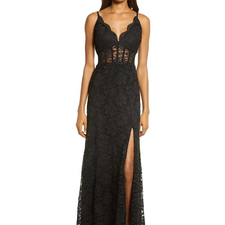 Fashion Lace Sleeveless clothing dress custom designed casual midi bodycon corset dresses women