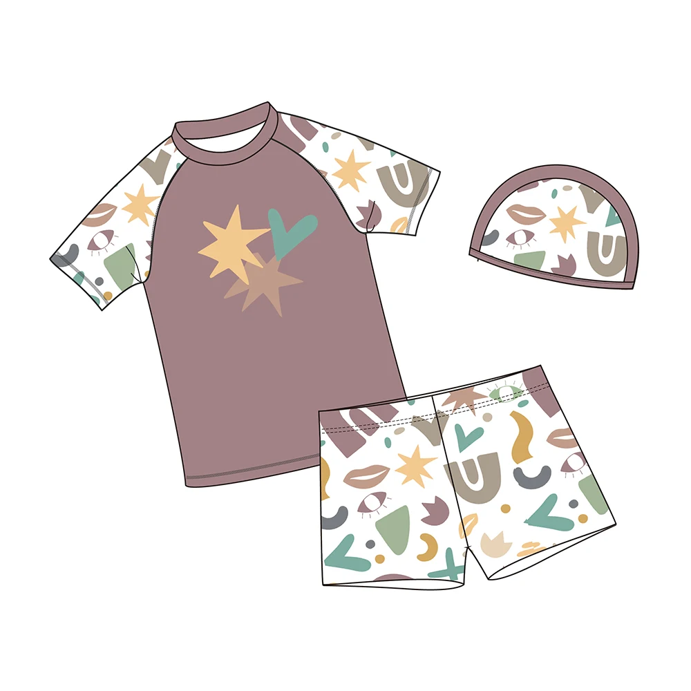 FIELD BALANCE Oeko Tex Custom Toddler Swimsuit Boys Swim Trunks UV Swimwear Kids Swimming Hat Bathing Suits