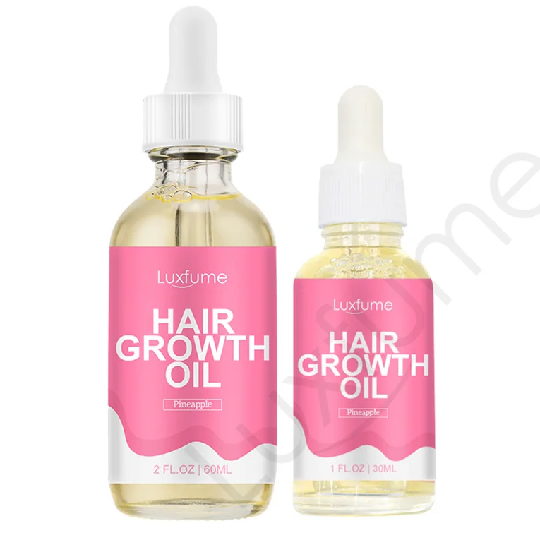 Private Label Factory Wholesale 30ml 60ml Pineapple Scented Natural Jojoba Oil Anti Hairloss Treatment Serum Hair Growth Oil