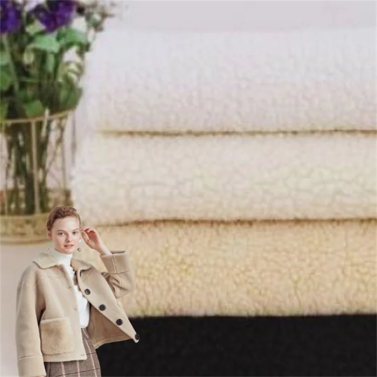 Wholesale Mesh Fabric Sherpa Winter Coat Soft Fabric Wool Knitted Polyester Sherpa Wool Fabric