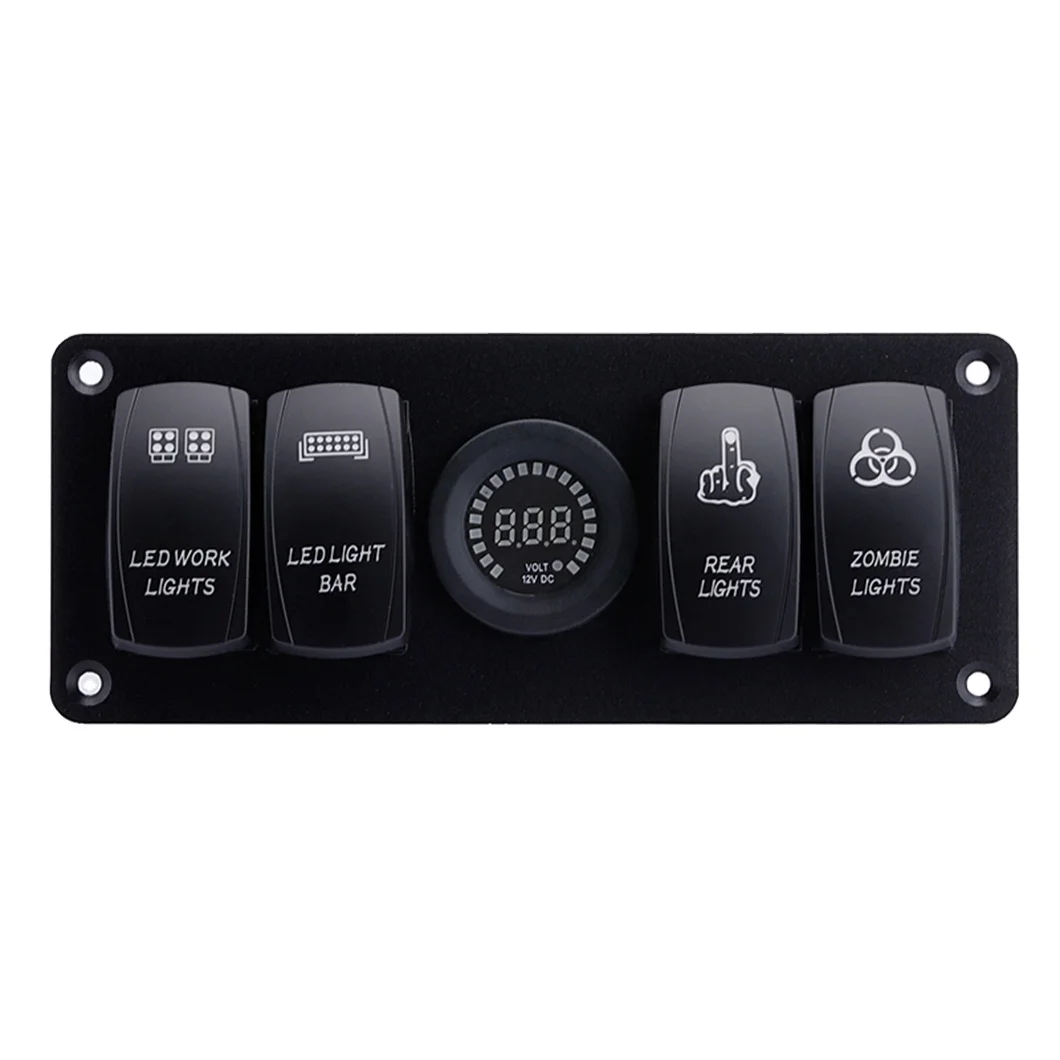 WELFNOBL LED Custom Symbol Waterproof Marine Joystick Panel Switch Socket 12-24V Aluminum USB Panel Marine Switch Panel