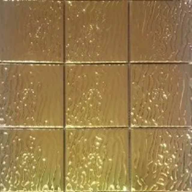 Gold  Mirror Fold  Metal Mirror Mosaic Wall Tile 98 * 98MM Square Shape
