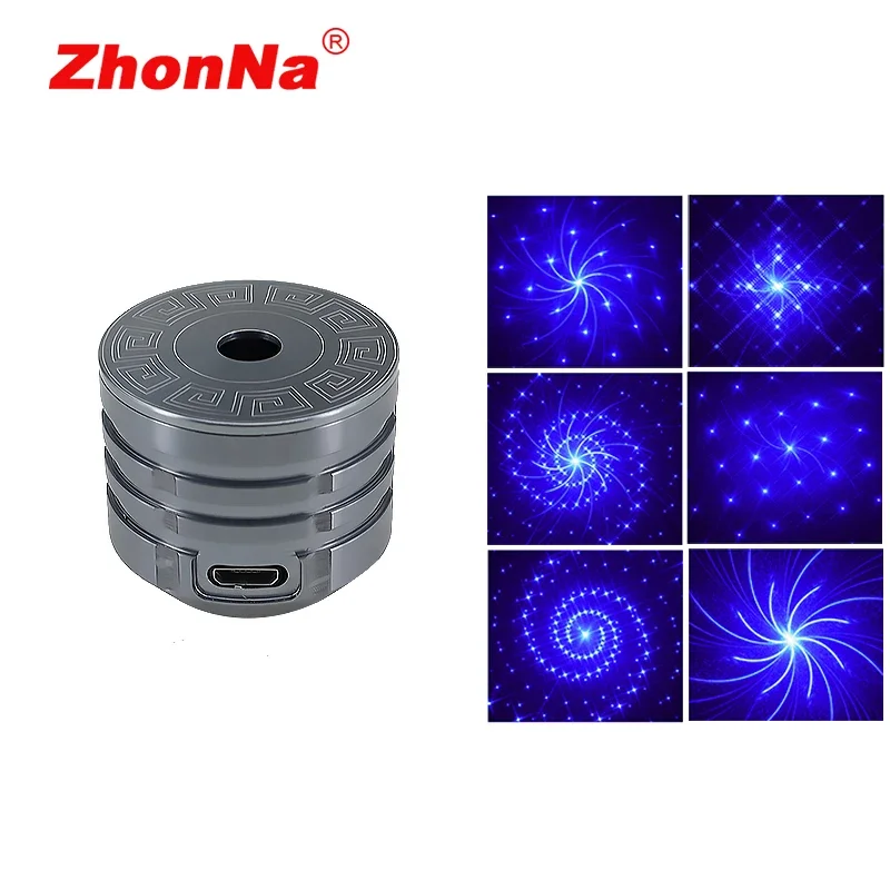 Laser Flashlight Accessories  USB Automatic Rotating Lamp Cap Galaxy Sun Pattern 6 Multi Pattern Star Sky Light Tower lamp