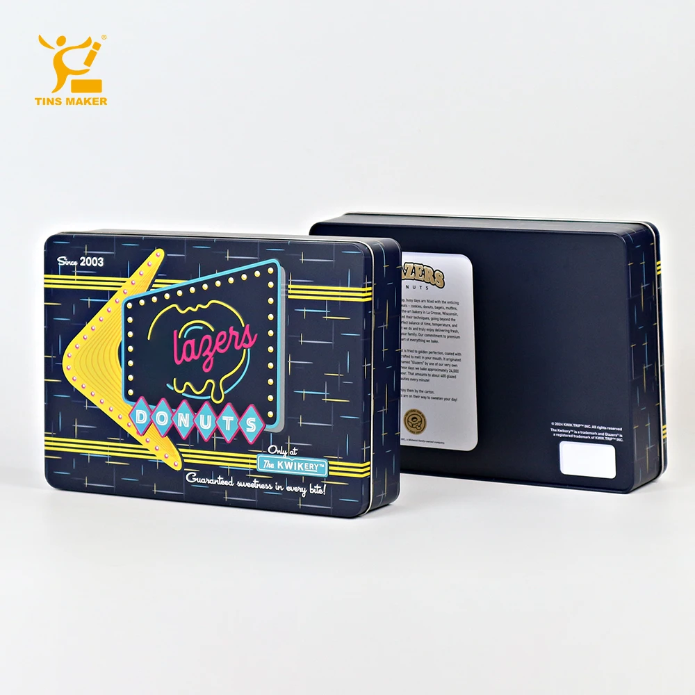 Black Rectangular Storage Tin Box Square Metal Collection Display Rack For Tea Candy Biscuits Black Electroplated Tin Box