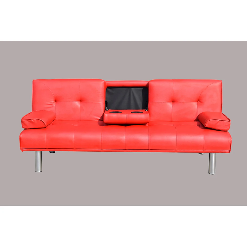 Современный дизайн кожаный подстаканник диван-кровать уникальный деревянный каркас с обивкой из синтетической кожи складной элемент для