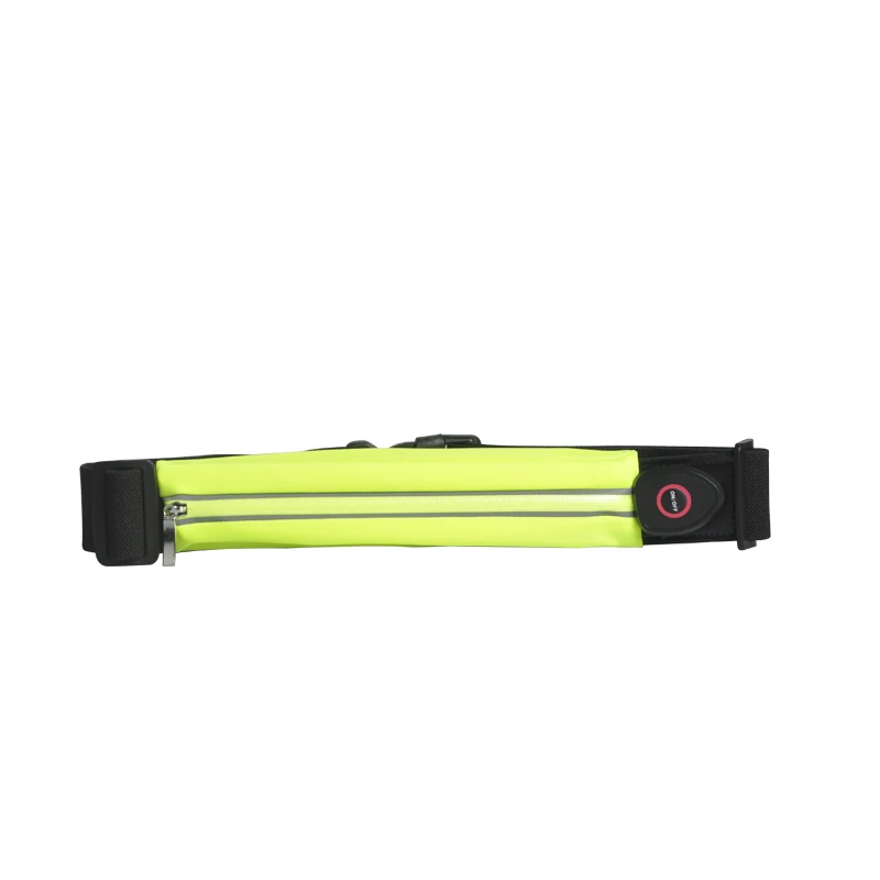 LED Light up Flashing Waterproof Running Belt USB Rechargeable Sport Waist Bag with Zipper