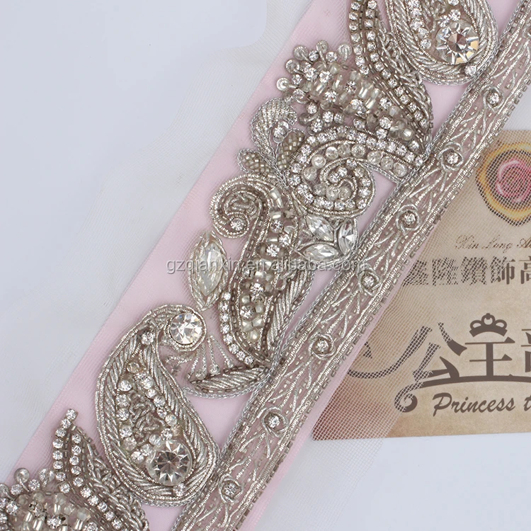 
Indian Embroidery Rhinestone Trim Design By The Yard 
