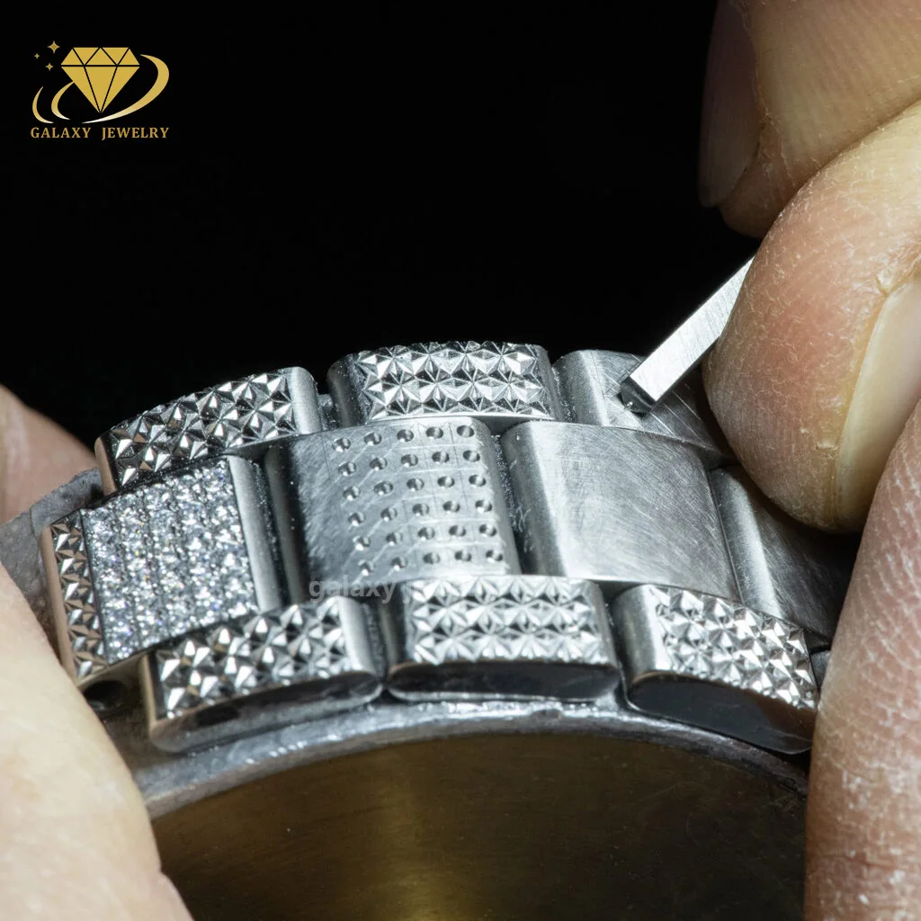 Buss down Custom Pass Diamond Tester Vvs Moissanite Iced Out Bezel Watch Case Men Luxury Watches Bands